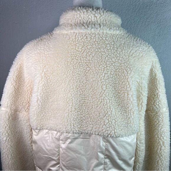 Fabletics Nelly Mixed Media Half Zip Ivory Pocket Pull Over Sherpa Jacket Sz  M - Picture 4 of 11